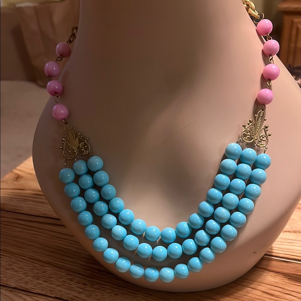 Lulubelles Pink and Blue Beaded Necklace